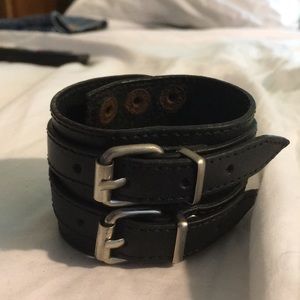Black leather punk rock cuff/ braclet